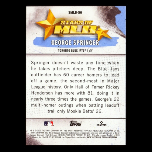 George Springer 2025 Topps Stars of MLB Blue Jays