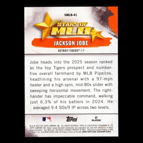 Jackson Jobe RC 2025 Topps Stars of MLB Rookie Tigers