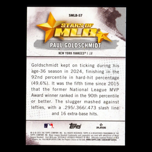 Paul Goldschmidt 2025 Topps Stars of MLB Yankees