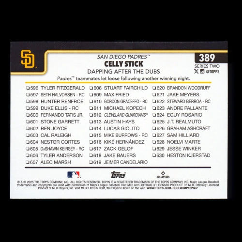 Xander Bogaerts 2025 Topps Checklist Padres