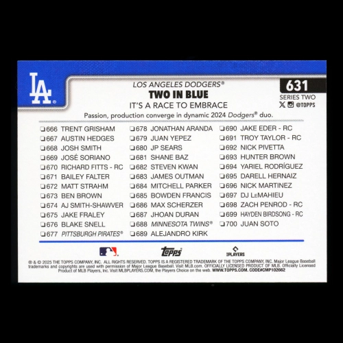 Mookie Betts 2025 Topps Checklist Dodgers