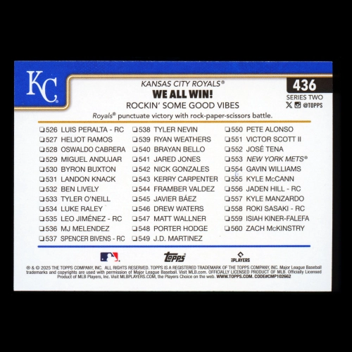 Salvador Perez 2025 Topps Checklist Royals