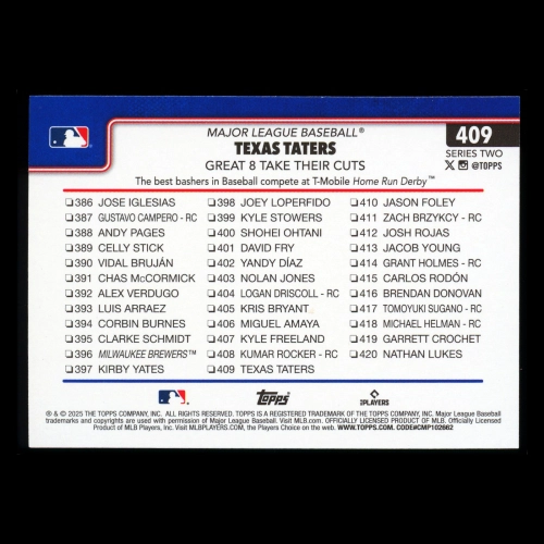 Gunnar Henderson 2025 Topps Checklist Orioles