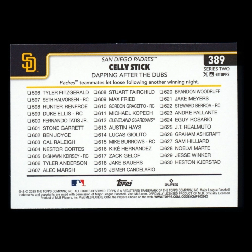Xander Bogaerts 2025 Topps Checklist Padres