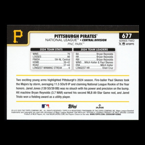 Pittsburgh Pirates 2025 Topps Team Card Pirates