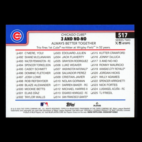 Shota Imanaga 2025 Topps Checklist Cubs