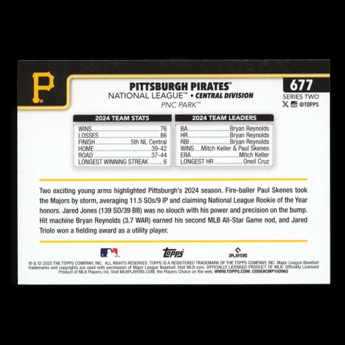 Pittsburgh Pirates 2025 Topps Team Card Pirates