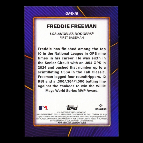 Freddie Freeman 2025 Topps OPS Leaders Dodgers