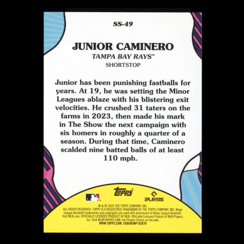 Junior Caminero 2025 Topps Summer Superstars Rays