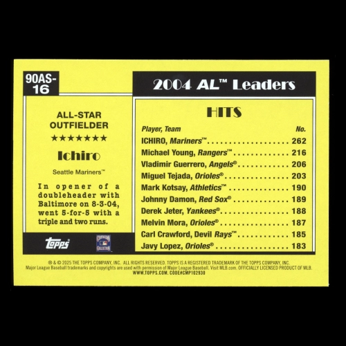 Ichiro 2025 Topps '90 Topps All Star Mariners