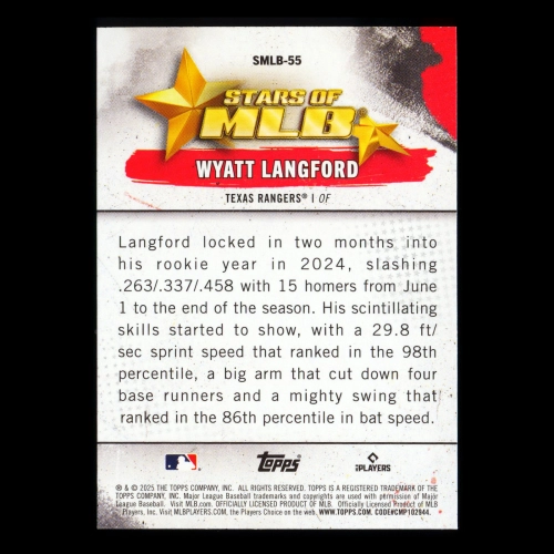 Wyatt Langford 2025 Topps Stars of MLB Rangers