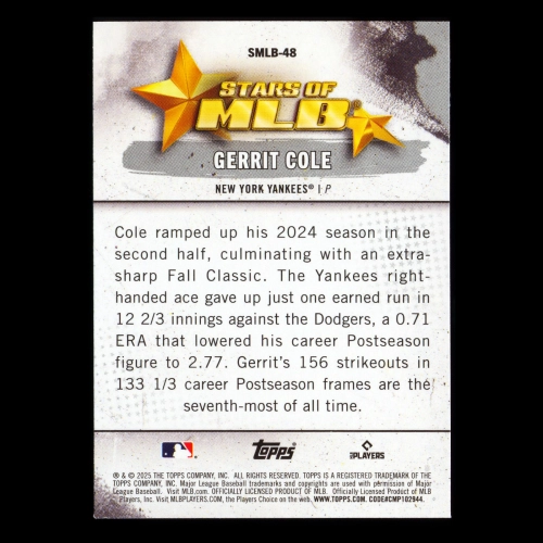 Gerrit Cole 2025 Topps Stars of MLB Yankees