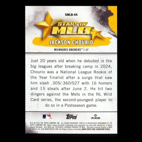 Jackson Chourio 2025 Topps Stars of MLB Brewers