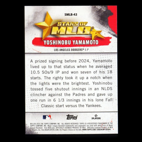 Yoshinobu Yamamoto 2025 Topps Stars of MLB Dodgers