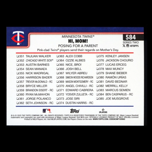 Carlos Correa 2025 Topps Checklist Twins