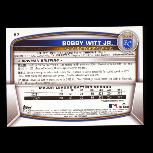 Bobby Witt Jr. 2023 Bowman Royals