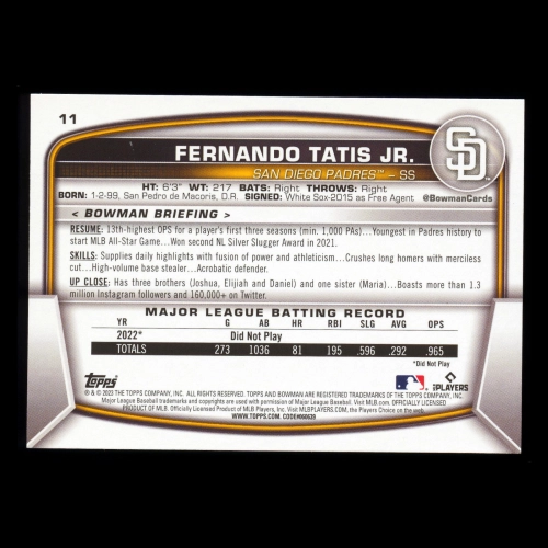 Fernando Tatis 2023 Bowman Padres