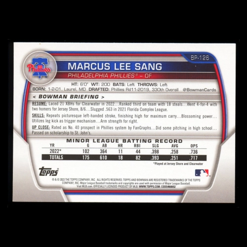 Marcus Lee Sang 2023 Bowman Prospects Phillies