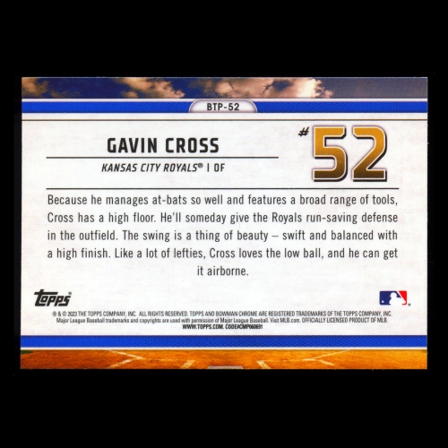 Gavin Cross 2023 Bowman Chrome Scouts Top 100 Royals
