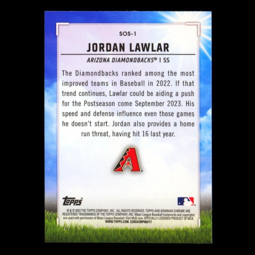 Jordan Lawlar 2023 Bowman Chrome Sights on September Diamondbacks