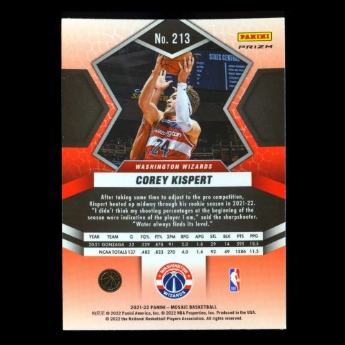 Corey Kispert RC 2021-22 Panini Mosaic Mosaic Green Rookie Grizzlies