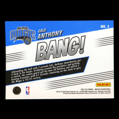 Cole Anthony 2021-22 Panini Mosaic Bang Magic