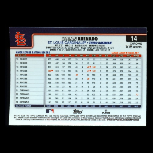 Nolan Arenado 2025 Topps Chrome Logofractor Cardinals