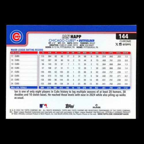 Ian Happ 2025 Topps Chrome Cubs