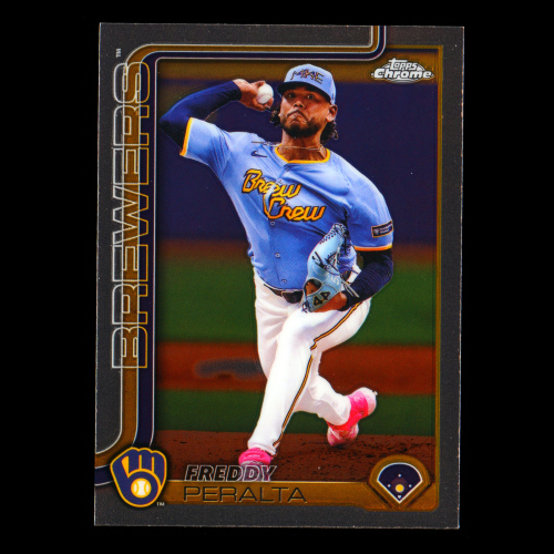 Freddy Peralta 2025 Topps Chrome Brewers