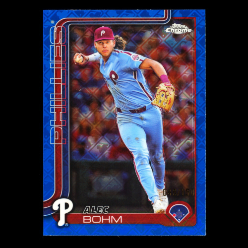 Alec Bohm 2025 Topps Chrome Logofractor Blue Refractors Phillies 048/150