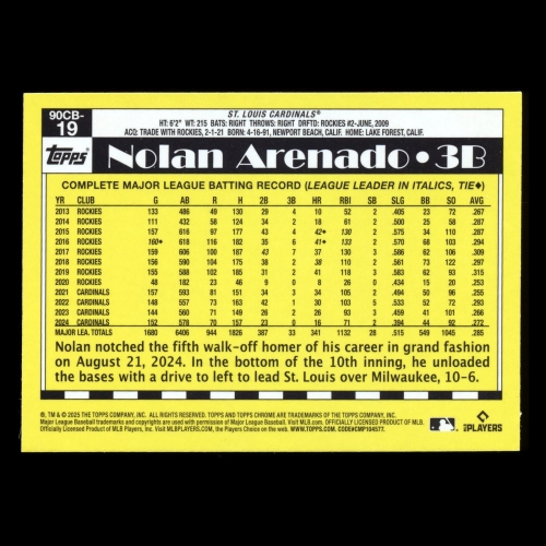 Nolan Arenado 2025 Topps Chrome Logofractor '90 Topps Cardinals