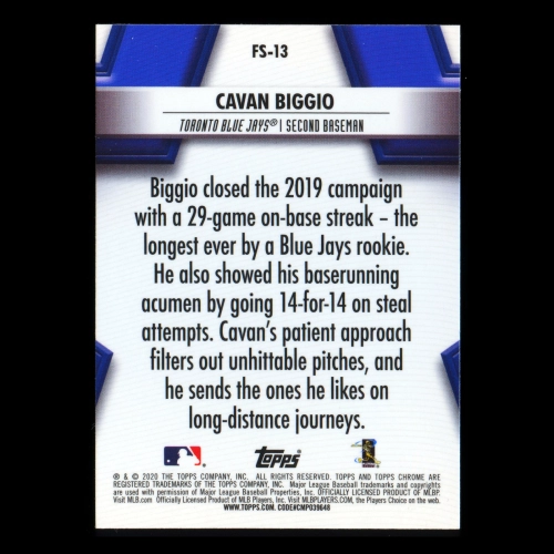 Cavan Biggio 2020 Topps Chrome Future Stars Blue Jay