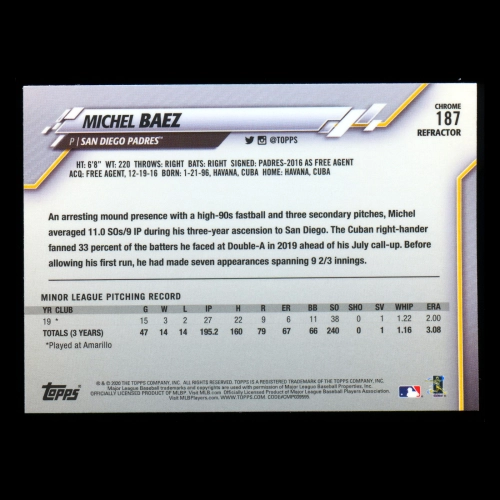 Michel Baez RC 2020 Topps Chrome Sepia Refractors Rookie Padres