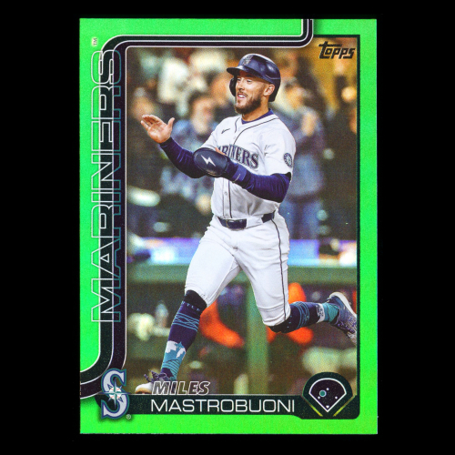 Miles Mastrobuoni 2025 Topps Update Green Rainbow Foil Mariners 87/99