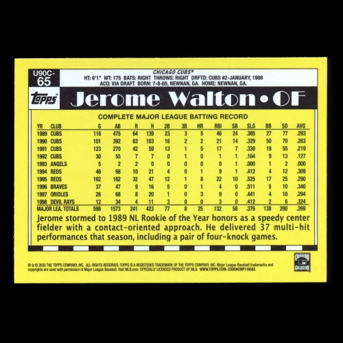 Jerome Walton 2025 Topps Update '90 Topps Silver Pack Chrome Cubs