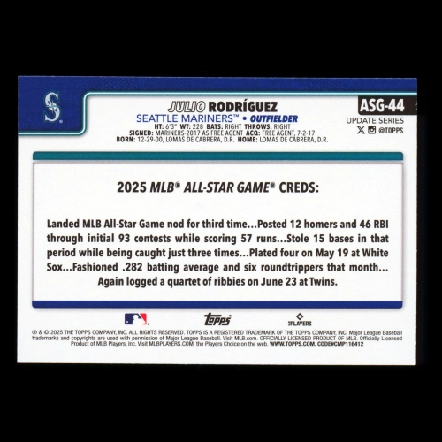 Julio Rodrguez 2025 Topps Update All-Star Game Mariners