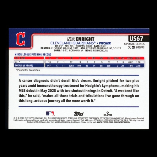 Nic Enright RC 2025 Topps Update Rookie Guardians