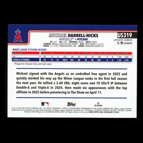 Michael Darrell-Hicks RC 2025 Topps Update Rookie Angels