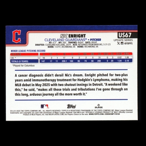 Nic Enright RC 2025 Topps Update Rookie Guardians