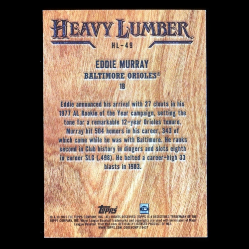 Eddie Murray 2025 Topps Heavy Lumber Orioles