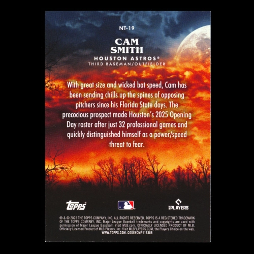 Cam Smith RC 2025 Topps Update Night Terrors Rookie Astros
