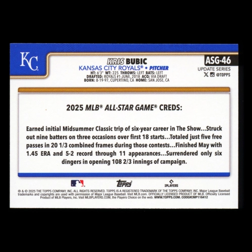 Kris Bubic 2025 Topps Update '25 All-Star Game Royals