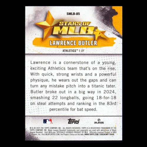 Lawrence Butler 2025 Topps Update Stars of MLB Athletics