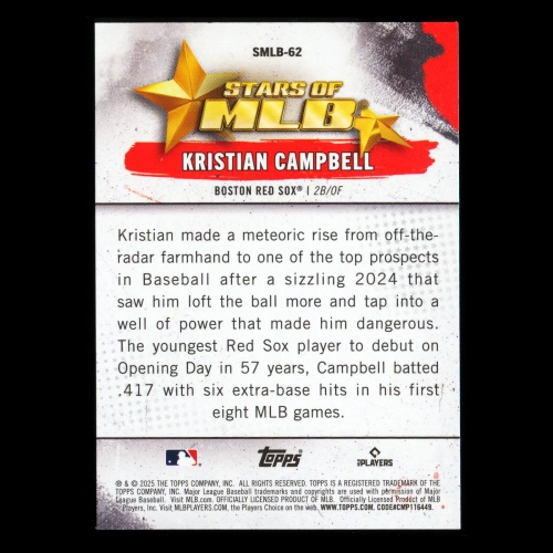 Kristian Campbell RC 2025 Topps Update Stars of MLB Rookie Red Sox