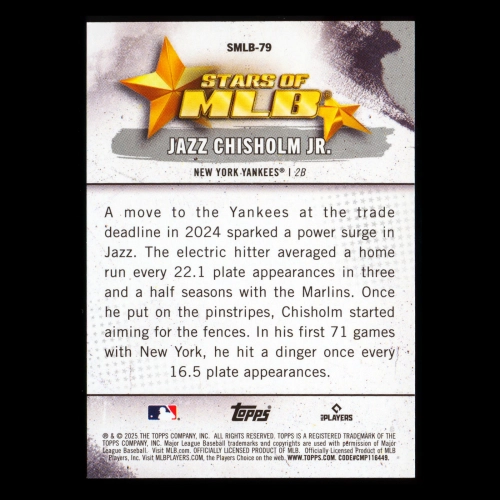 Jazz Chisholm Jr. 2025 Topps Update Stars of MLB Yankees