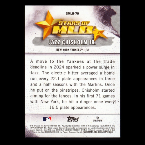Jazz Chisholm Jr. 2025 Topps Update Stars of MLB Yankees