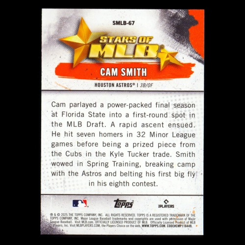 Cam Smith RC 2025 Topps Update Stars of MLB Rookie Astros
