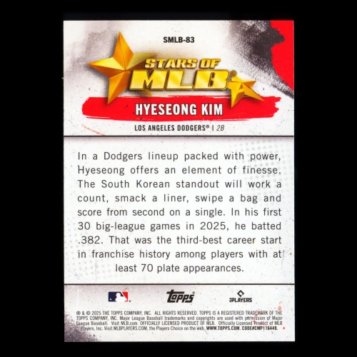 Hyeseong Kim RC 2025 Topps Update Stars of MLB Rookie Dodgers