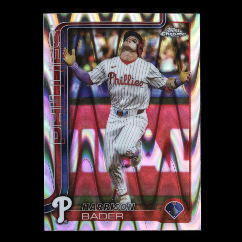 Harrison Bader 2025 Topps Chrome Update RayWave Refractors Phillies