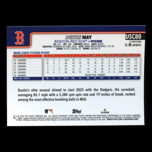 Tyler Locklear RC 2025 Topps Chrome Update Rookie Diamondbacks